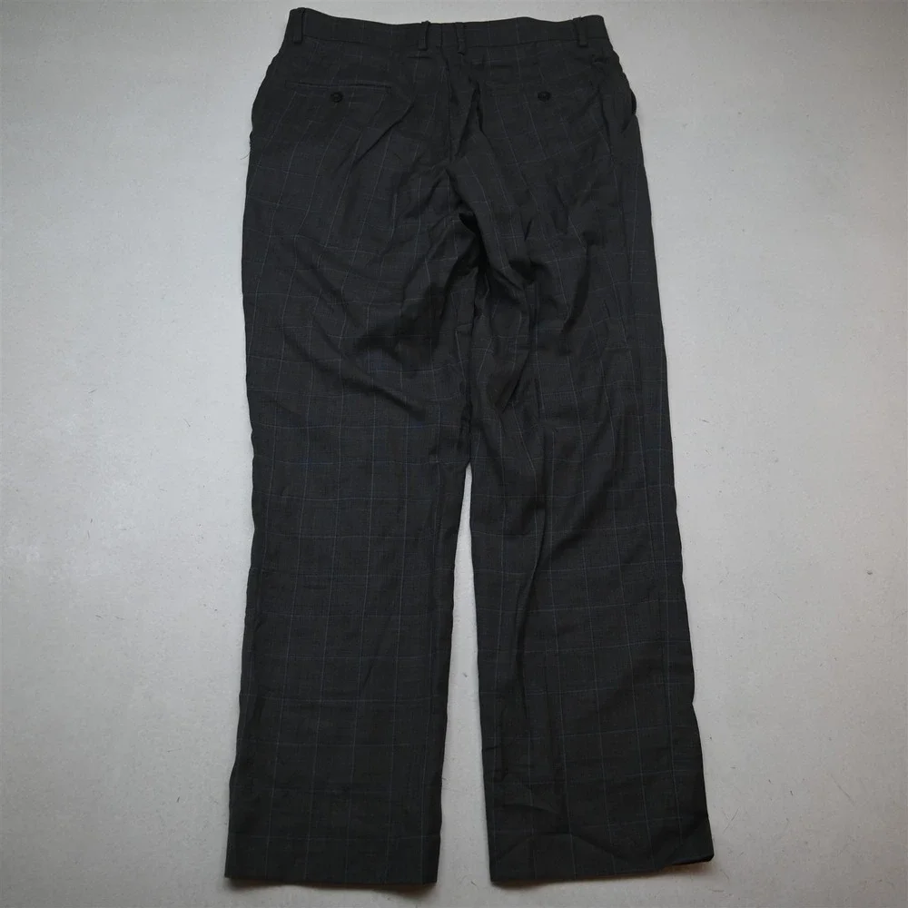 Jos A Bank 42R 32x32 Gray Windowpane 100% Wool Traveler Mens Jacket Pants Suit